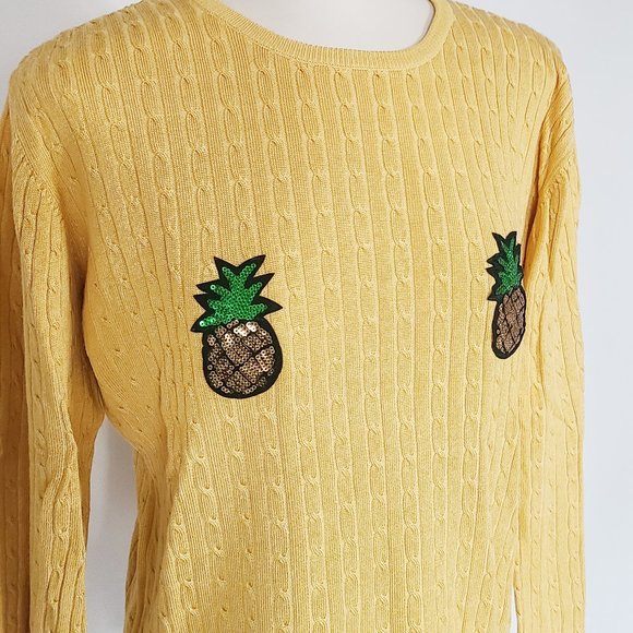 Sequin Pineapple Cable Knit Top (M/L) - Picture 3 of 6